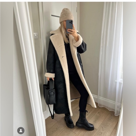 MANGO Oversized Faux Shearling coat size XS - Picture 5 of 8